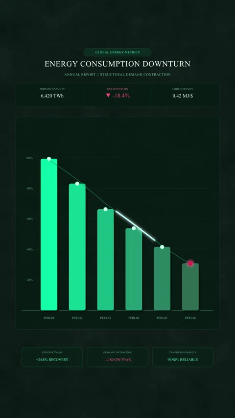 Digital bar chart animation with declining green metrics and trend line Stock-Footage 346865585