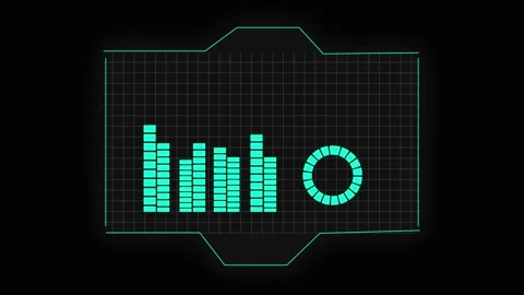 Digital bar graph displays real time corporate analytics data. Interactive .. Stock Footage 337817307