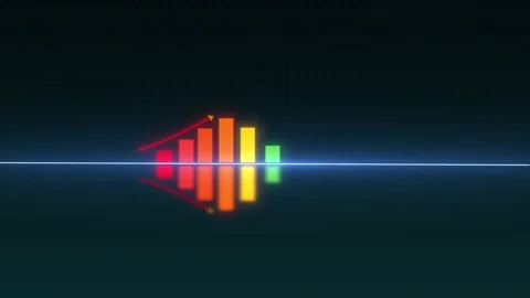 Digital bar graph with growing business concept from red to green. Stock Footage 308146981