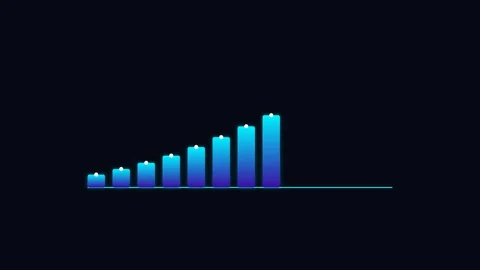 A digital bar graph showing upward growth against a solid black background 库存影片 336262430