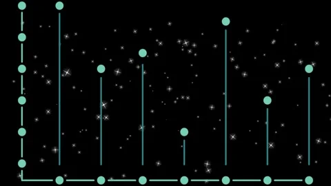 Digital bar graph visualization displaying dynamic data trends over abstract Stock Footage 340610592