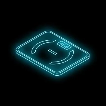 Digital bathroom scale displaying weight in kilograms with glowing neon lig.. Stock Illustration