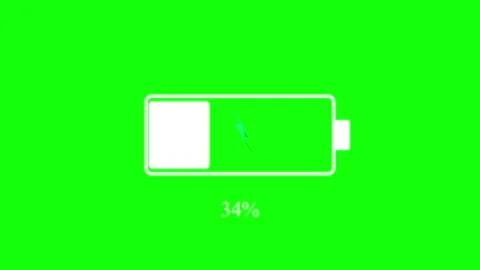Digital battery charging animation with increasing percentage on a vibrant .. Video stock 343699012