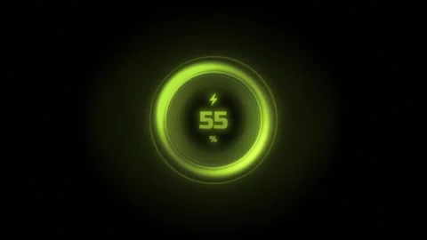 Digital Battery Charging Animation, Rising Energy Level, Glowing Neon Indicator Vídeo Stock 334325521