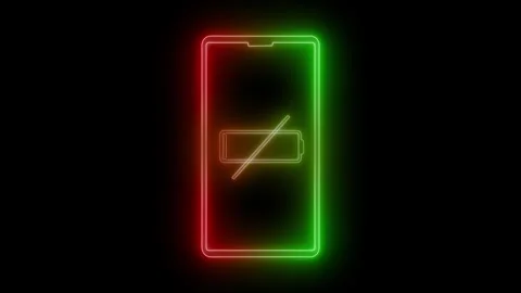 Digital Battery Charging Indicator Neon Style Mobile Animation, Modern Neon.. Stock Footage 313754326