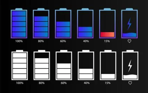 Digital battery design template for user interface elements 스톡 일러스트