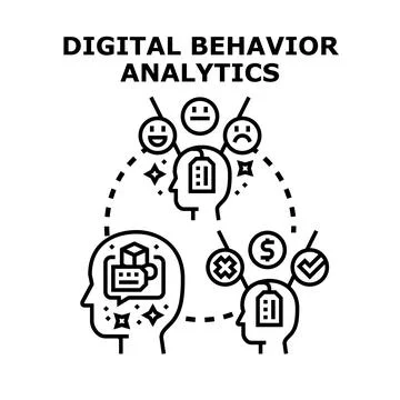 Digital behavior analytics concept evaluating user online activity Illustrazione stock