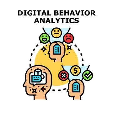 Digital behavior analytics concept evaluating user online activity Illustrazione stock
