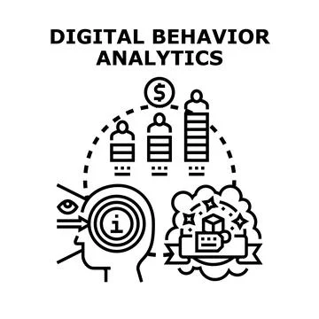 Digital behavior analytics concept identifying user insights Illustrazione stock