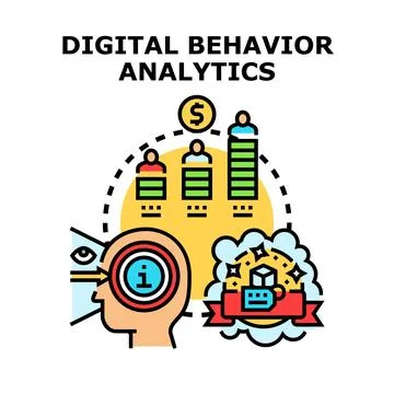 Digital behavior analytics concept identifying user insights Stock Illustration