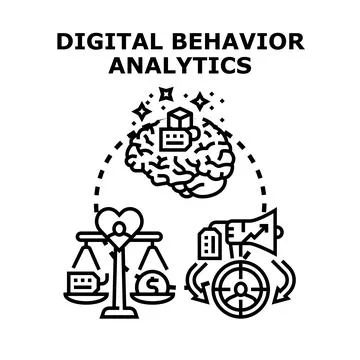 Digital behavior analytics researching user data for marketing 스톡 일러스트