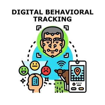 Digital behavioral tracking collecting data and analyzing behavior Stock Illustration