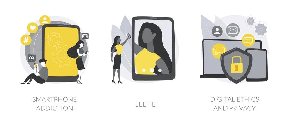 Digital behaviour abstract concept vector illustrations. Stock Illustration