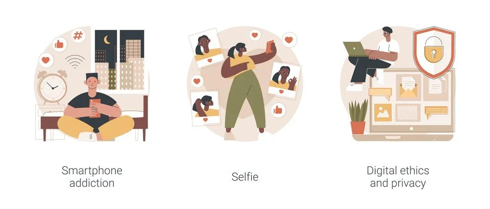 Digital behaviour abstract concept vector illustrations. イラスト素材