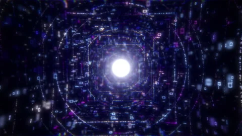 Digital big data abstract tunnel light streaks effect animation background. 4K Stock Footage 139314841