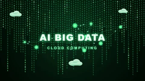 Digital Big Data and Cloud Computing Concept with Binary Code Background and Vídeo Stock 345766039