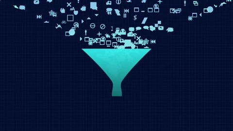 Digital Big Data Funnel Processing Visualisation Animation Stock Footage 155578893