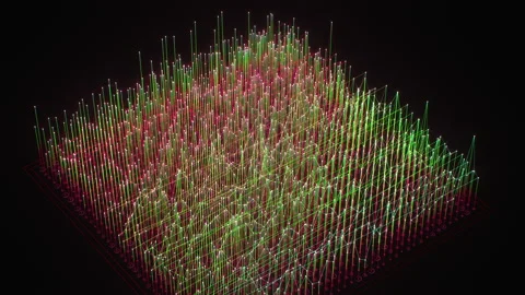 Digital big data information movement graph particles side top view motion Stock Footage 196108014