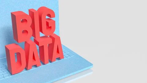 Digital Big Data Laptop Concept 3d render. Stock Illustration