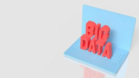 Digital Big Data Laptop Concept 3d render. Stockillustratie