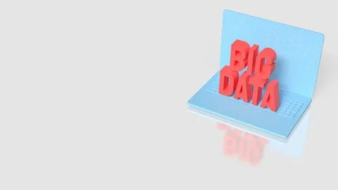 Digital Big Data Laptop Concept 3d render. Stock Photos