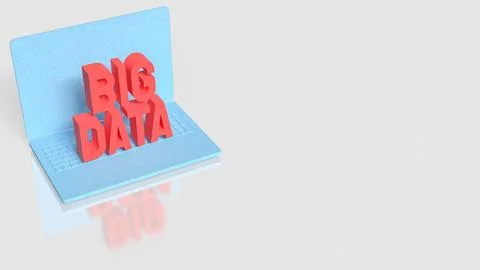 Digital Big Data Laptop Concept 3d render. 写真素材