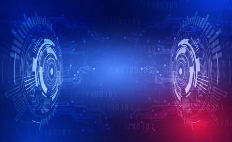 Digital big data technology futuristic blue background cyber reactor energy bolt Stock Illustration