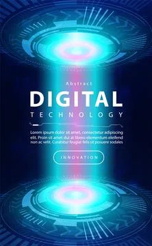 Digital big data technology futuristic blue background cyber reactor energy tech Illustrazione stock