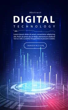 Digital big data technology futuristic blue background, cyber reactor energy ai Stock Illustration