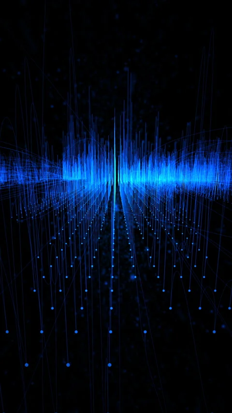 Digital big data technology network with glowing Neon blue lights Stock Footage 329009758