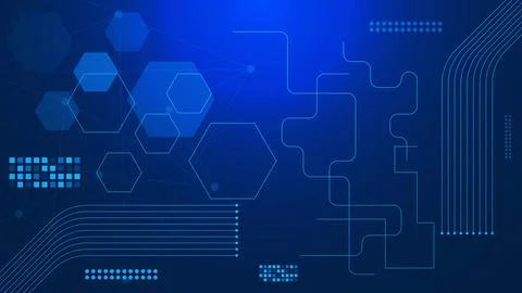 Digital big data visualization. Line connection and hexagonal shapes Stock Illustration