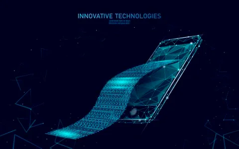 Digital bill 3D web banking concept. Polygonal point line online shopping ticket Stock-Illustration