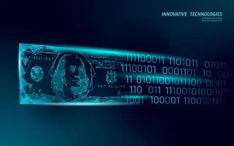 Digital bill 3D web banking concept. Polygonal point line online shopping ticket Stock-Illustration