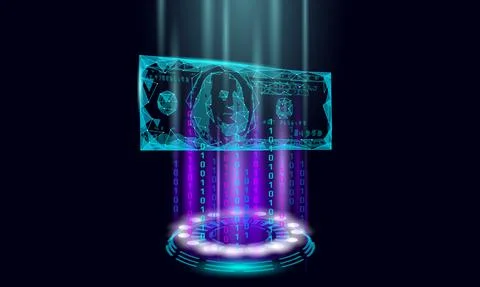 Digital bill 3D web banking concept. Polygonal point line online shopping ticket Illustrazione stock