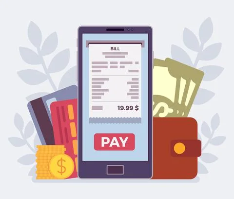 Digital bill mobile payment Stock Illustration