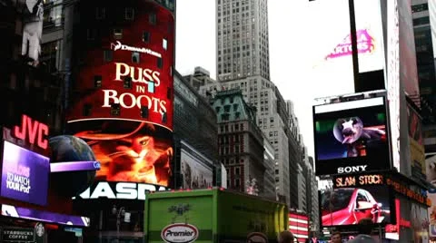 Digital billboards in Times Square Stock Footage 10377568