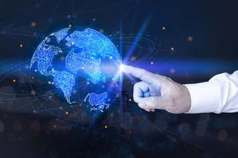 Digital binary and World map background. 写真素材