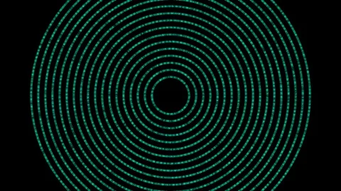 Digital Binary Circles: Concentric Code Pattern on Black Background 库存影片 339180488