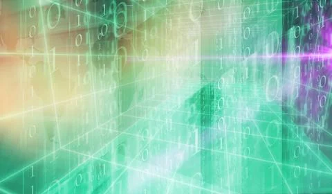 Digital binary code 3D space background Concept Series Stock Illustration