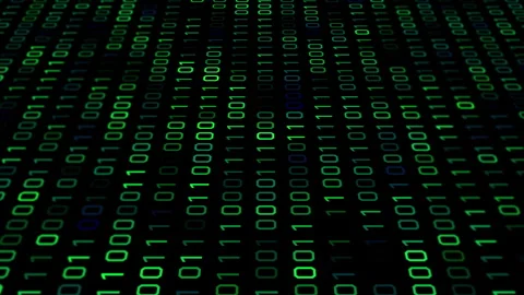 Digital Binary Code and Data Flowing with Tilting Perspective. Stock Footage 318942853
