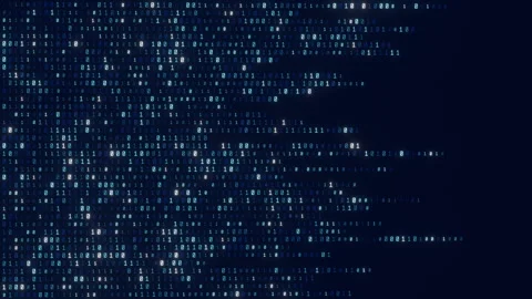 Digital Binary Code Background. Abstract Data Stream with Glowing Ones and Stock Footage 338191079