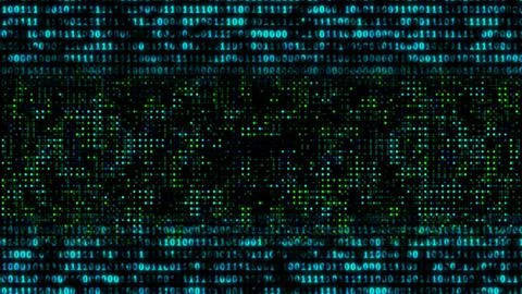 Digital binary code background with bright circle Stock Illustration