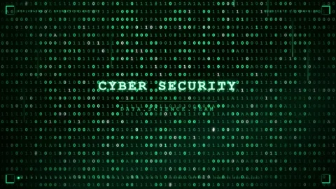 Digital binary code background with cyber security text overlay in green matrix Stock Footage 346205128