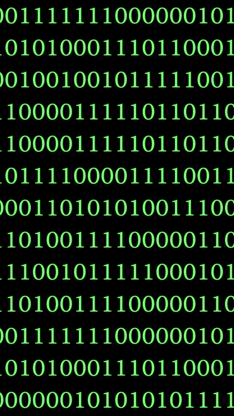 Digital binary code background featuring repeated strings of ones and zeros Stock Footage 334862044
