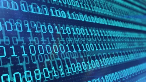 Digital binary code background. Fly through abstract 3D rendering of a Stock Footage 152991212