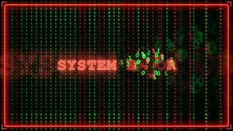 Digital binary code background with glitching system error warning message in Stock-Footage 343166276
