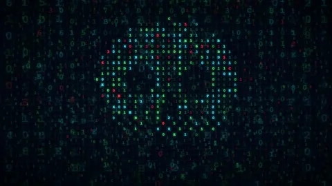 Digital binary code background with glowing abstract shapes and data processing 스톡 동영상 341833242