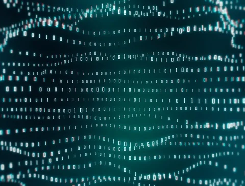 Digital binary code background loop - Fly through abstract 3D rendering of a sci Video stock 126141453