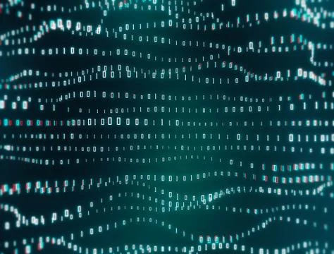 Digital binary code background loop - Fly through abstract 3D rendering of a sci Illustrazione stock