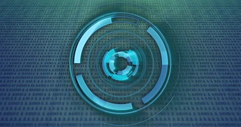 Digital binary code background with rotating blue circular animation Stock Footage 306433306